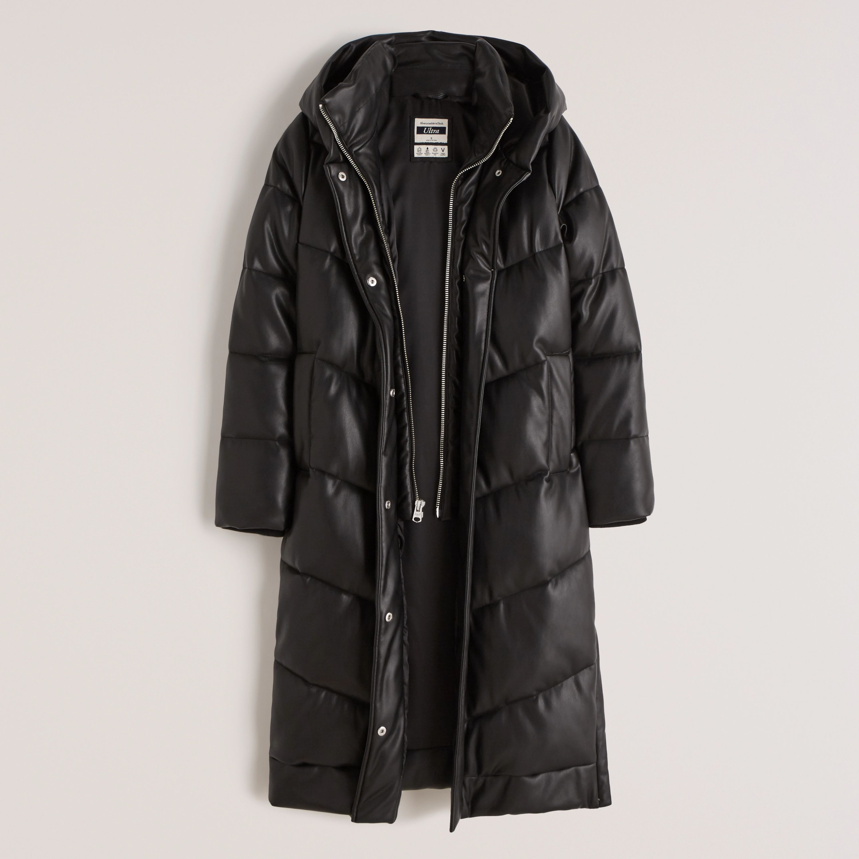 Vegan Leather Ultra Long Puffer | Abercrombie & Fitch (US)
