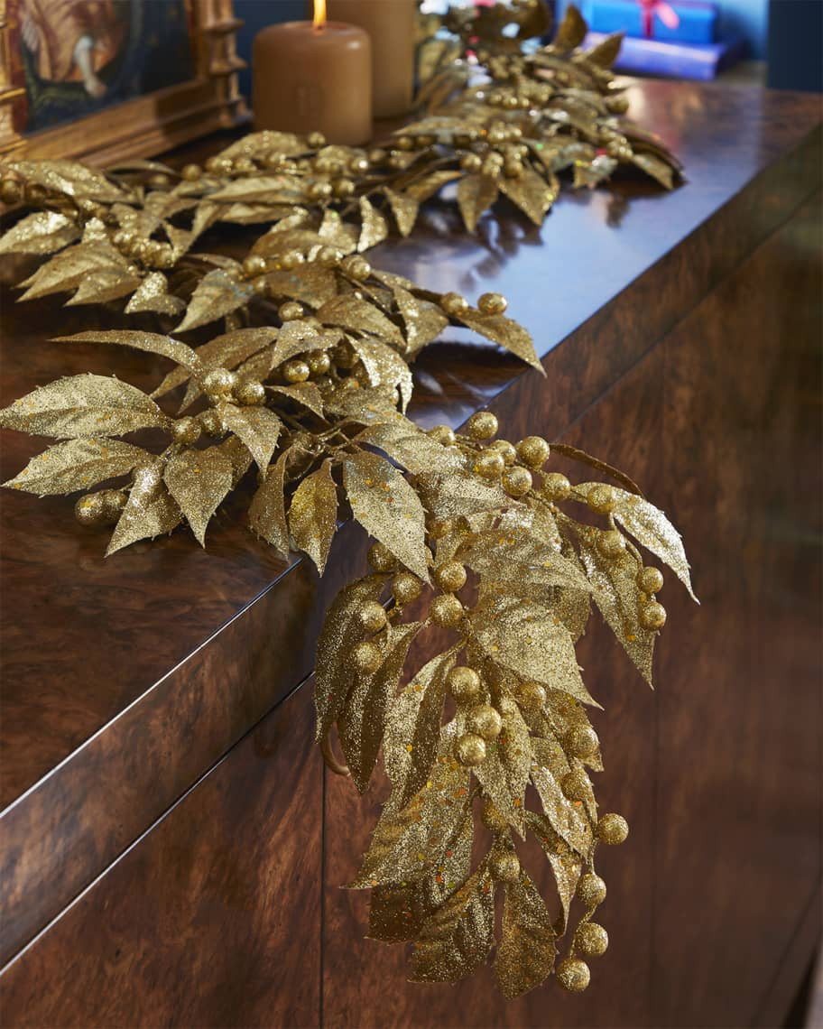 Jim Marvin Glittered Leaf Garland, 72" | Neiman Marcus