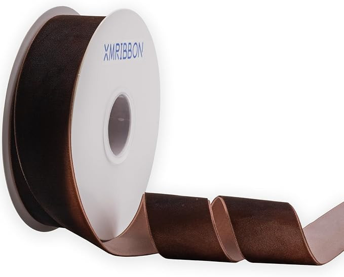 Coffee Velvet Ribbon Single Sided, 1 1/2 Inch by 10 Yards Spool (Brown) | Amazon (US)
