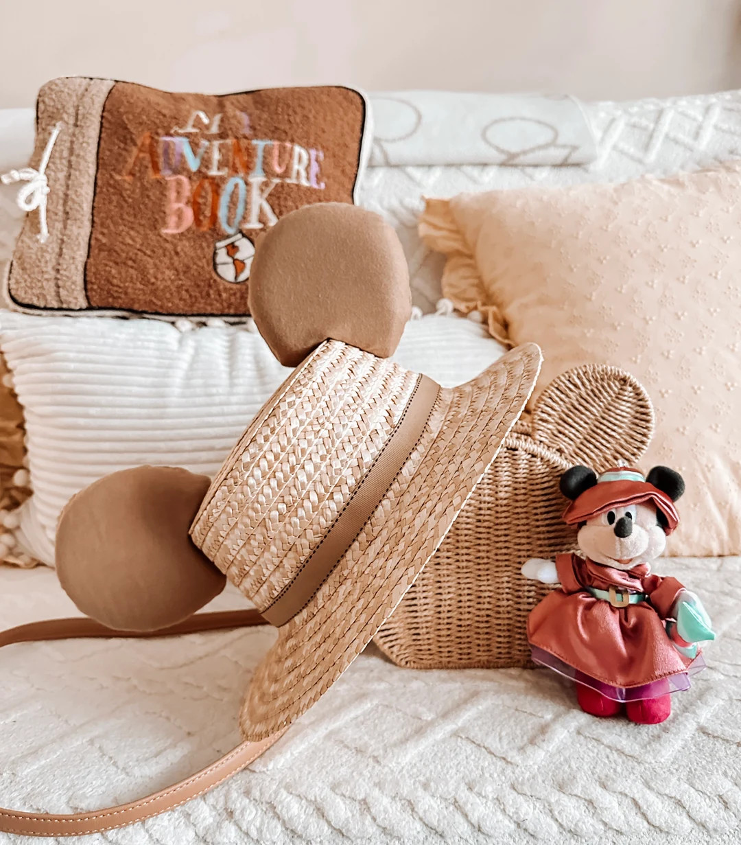 Latte Sombrero De Paja Ears, Straw Hat, Mickey Ears, Mouse Ears, Disney Inspired, Summer Hat, Boa... | Etsy (US)