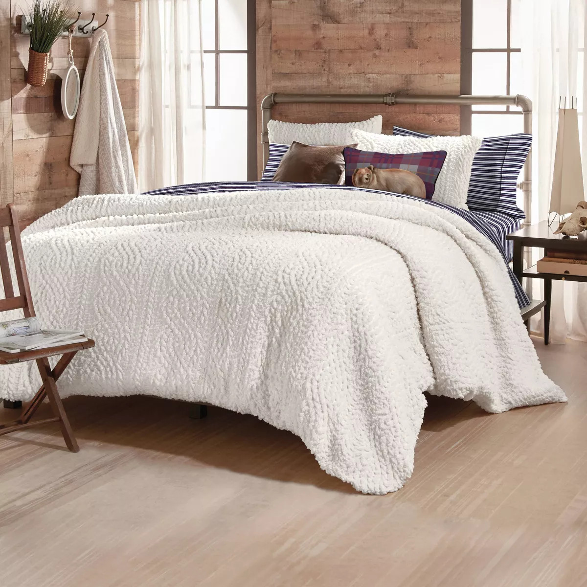 Cable Knit Pinsonic Faux Shearling Comforter Set Ivory - G.H. Bass | Target