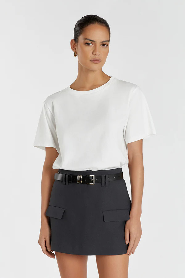 CHARLOTTE OFF WHITE CREW NECK TEE | DISSH