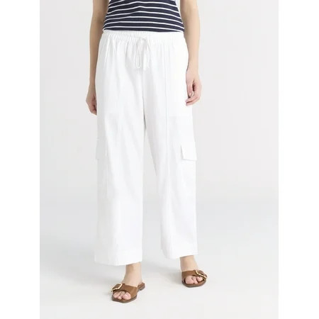 Free Assembly Women s and Women’s Linen Blend Pull On Cargo Pants 29” Inseam Sizes XS-2XL | Walmart (US)