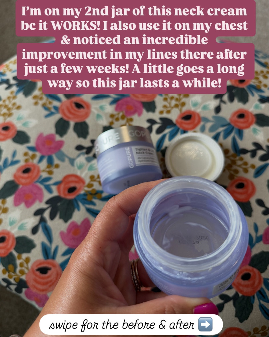 The before & after speaks for itself! I am on my 2nd jar of this neck cream & it won't be my last. It's only $30 & a little goes a long way so it lasts a while!

#LTKselfcare #LTKOver40 #LTKBeauty