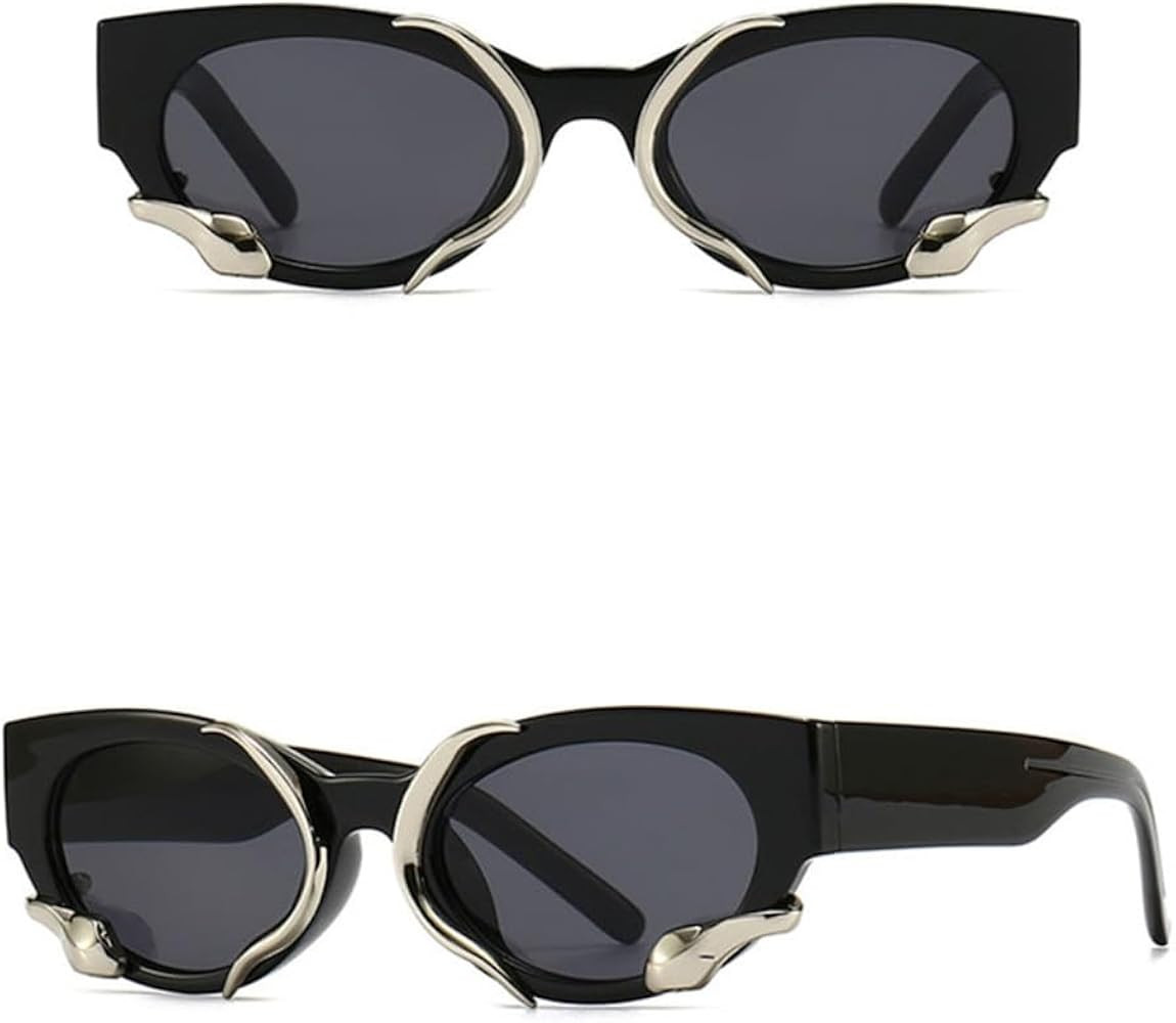 Silver Sunglasses Women Vintage Oval Sunglasses Men Glasses UV400 Eyeglasses Shades | Amazon (US)