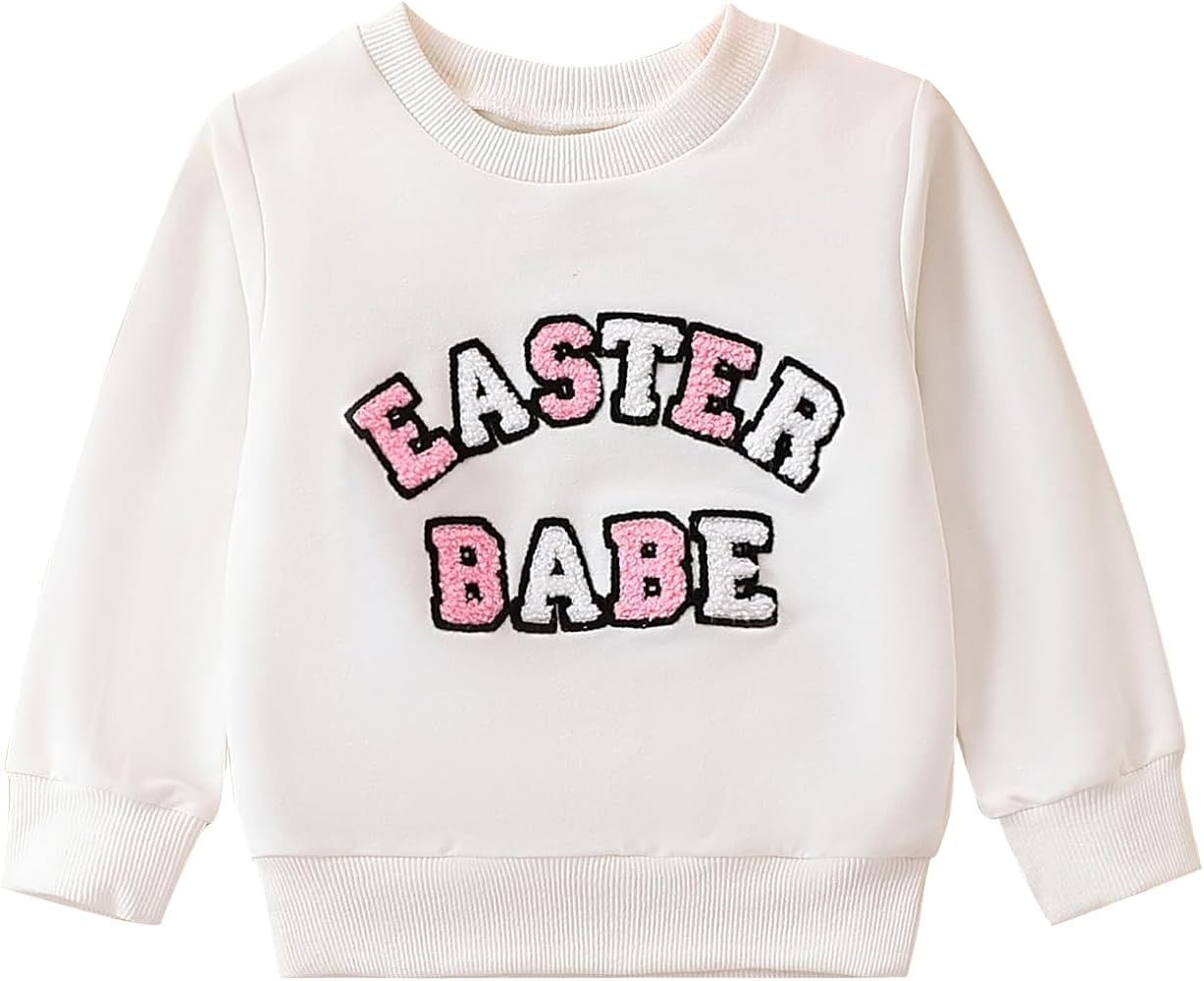 SOLILOQUY Toddler Baby Girl Boy Easter Sweatshirt Bunny Pattern Long Sleeve Round Neck Pullover S... | Amazon (US)