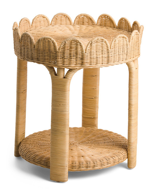 Scalloped Rattan Side Table | TJ Maxx