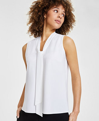Kasper Women's Sleeveless Tie-Neck Top, Regular & Petite - Macy's | Macy's