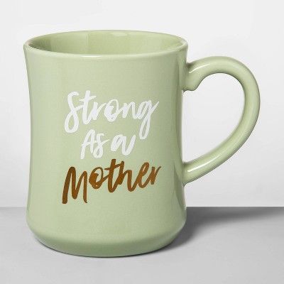 15oz Stoneware Strong Mother Diner Mug Green - Opalhouse™ | Target