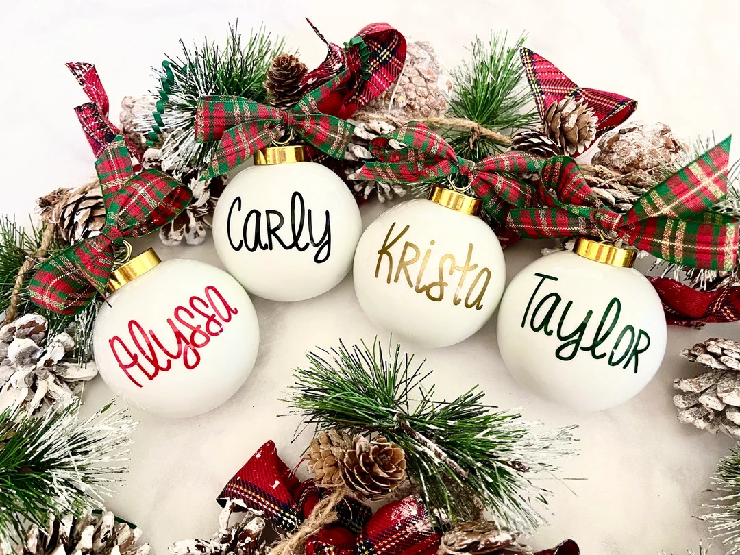 Personalized Christmas Ornament, Porcelain Ornament, Calligraphy Ornament, Teacher Gift, Affordab... | Etsy (US)