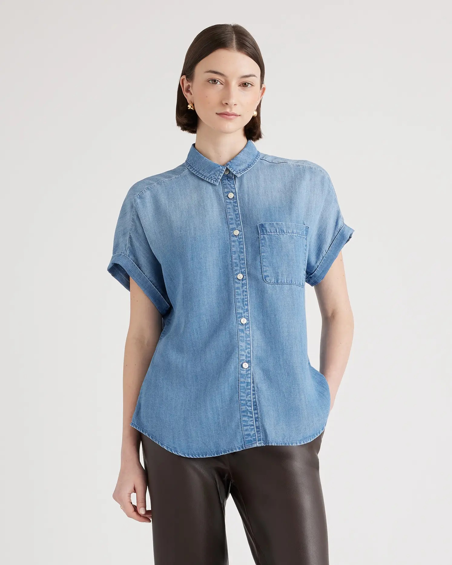 Chambray Tencel Short Sleeve Shirt | Quince