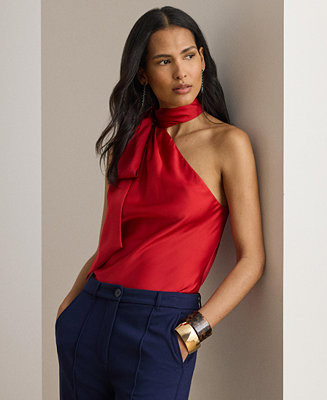 Women's Halter Neck Tie Detail Top | Macy's