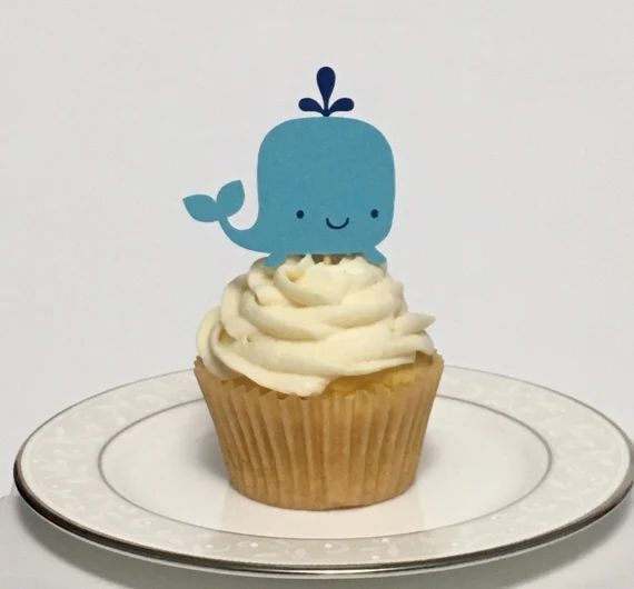 Whale Cupcake Topper - Nautical Topper -Whale Baby Shower - Whale Party - Under the Sea - Whale Come | Etsy (US)