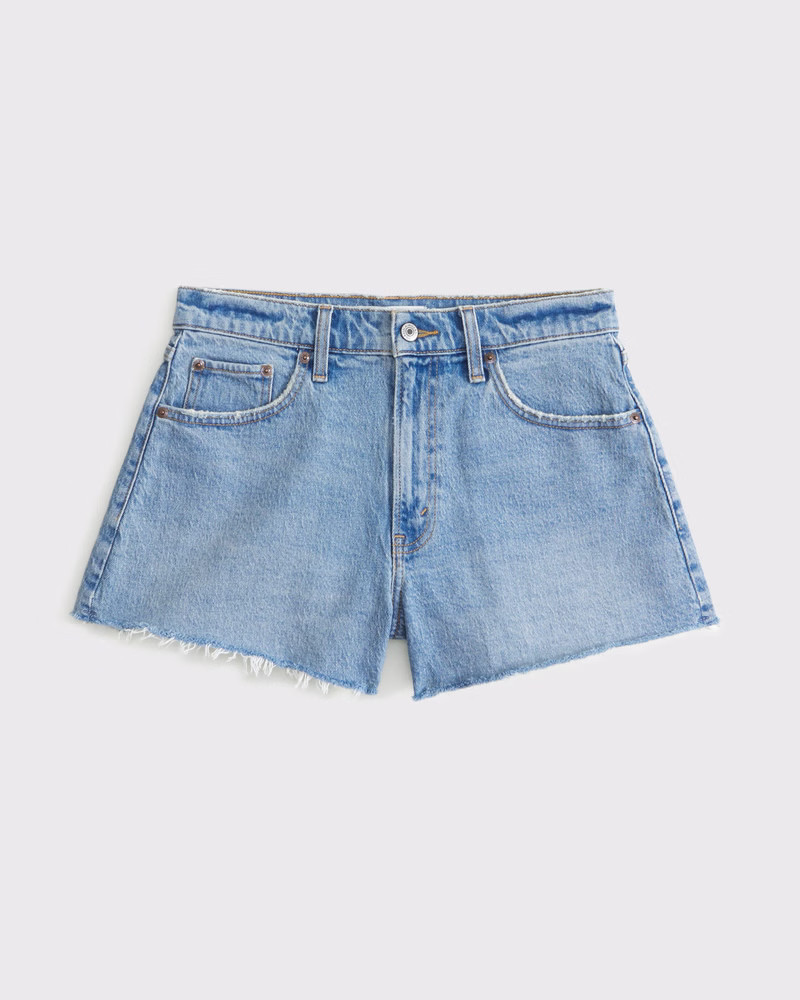 Abercrombie & Fitch Women's Curve Love High Rise 90s Cutoff Short in Medium - Size 30 | Abercrombie & Fitch (US)