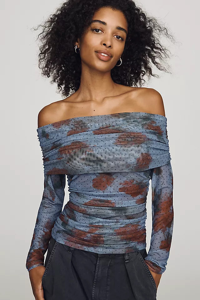 Aleda Mesh Off-Shoulder Top by Maeve | Anthropologie (US)