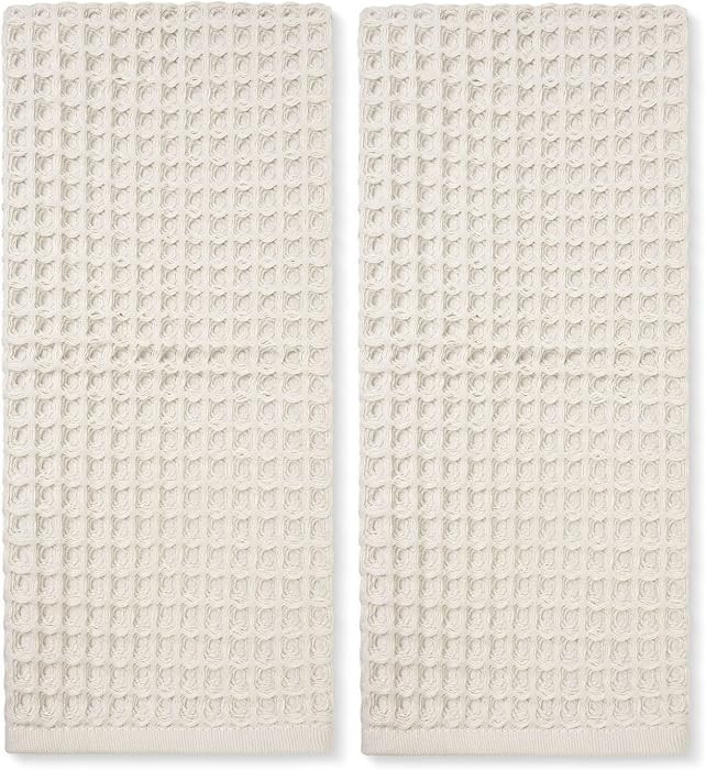 Jacquotha Waffle Hand Towels 2-Piece (Mist White) – Cotton, Quick Dry, Lint Free, 13” x 29” | Amazon (US)