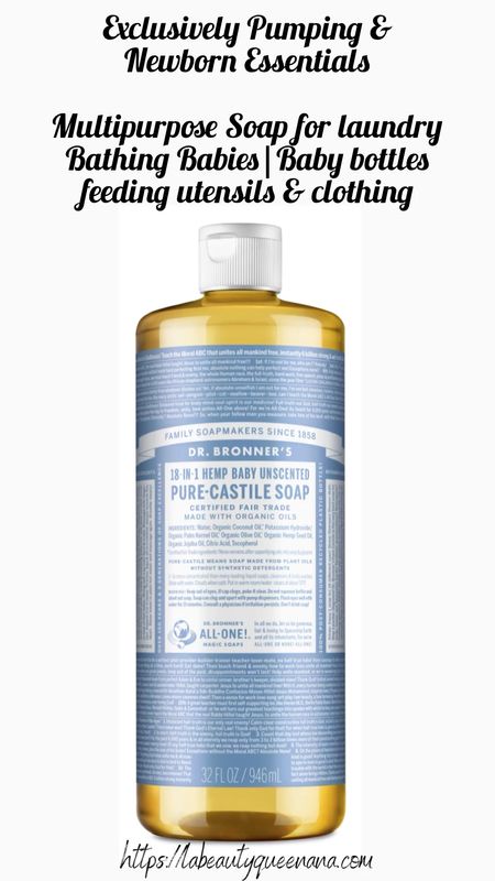 Dr. Bronner’s 18-In-1 Hemp Baby Pure Castile Liquid Soap - Unscented | Multipurpose Soap for laundry| Bathing Babies|Baby bottles| feeding utensils & clothing ♡ 

Series : Exclusively pumping & Newborn Essentials | 10 weeks postpartum |🤱🏾👧🏽👧🏽🍼| Intentional Motherhood Essentials & Tips🤱🏾| Exclusively Pumping & Newborn Essentials | Breastfeeding & Bottle Nursing Tips 🍼

Psalm 23 26 27 35 51 91🇨🇲

🍼
🤱🏾
👧🏽
👧🏽
🤰🏽
👨‍👩‍👧‍👧

#babybottle #feedingbaby #breastfeedingjourney #drbronners #newmomstruggles #newmommylife #maternitylife #newborngirl #babytwo #postpartumjourney #homemaking #4thtrimester #breastmilkbaby #breastmilkisthebestmilk #momoftwogirls #breastpumps #pumpingatwork

#LTKbaby #LTKfamily #LTKhome