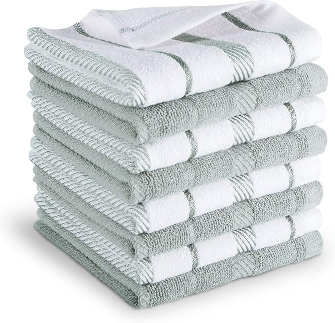 KitchenAid Albany Dishcloth 8 Pack Set, Matte Grey/White, 12"x12" | Amazon (US)