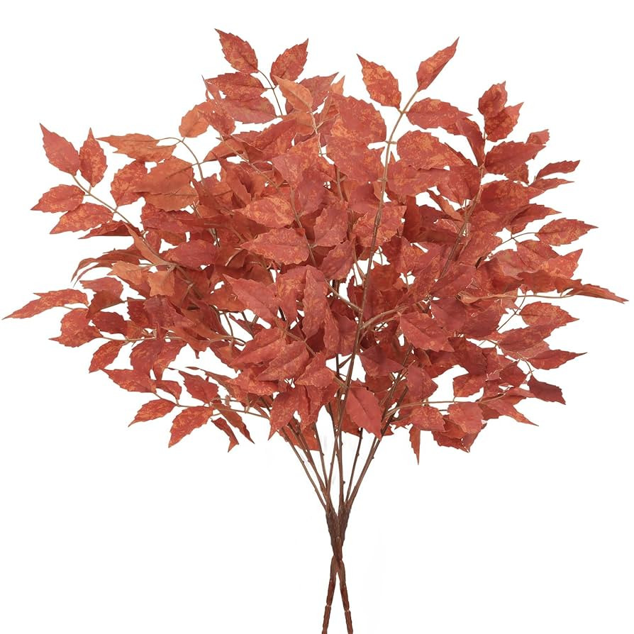 GTIDEA 2 Bunches Fall Maple Leaves Stems Artificial Fake Fall Plants Autumn Flowers Branches Gree... | Amazon (US)