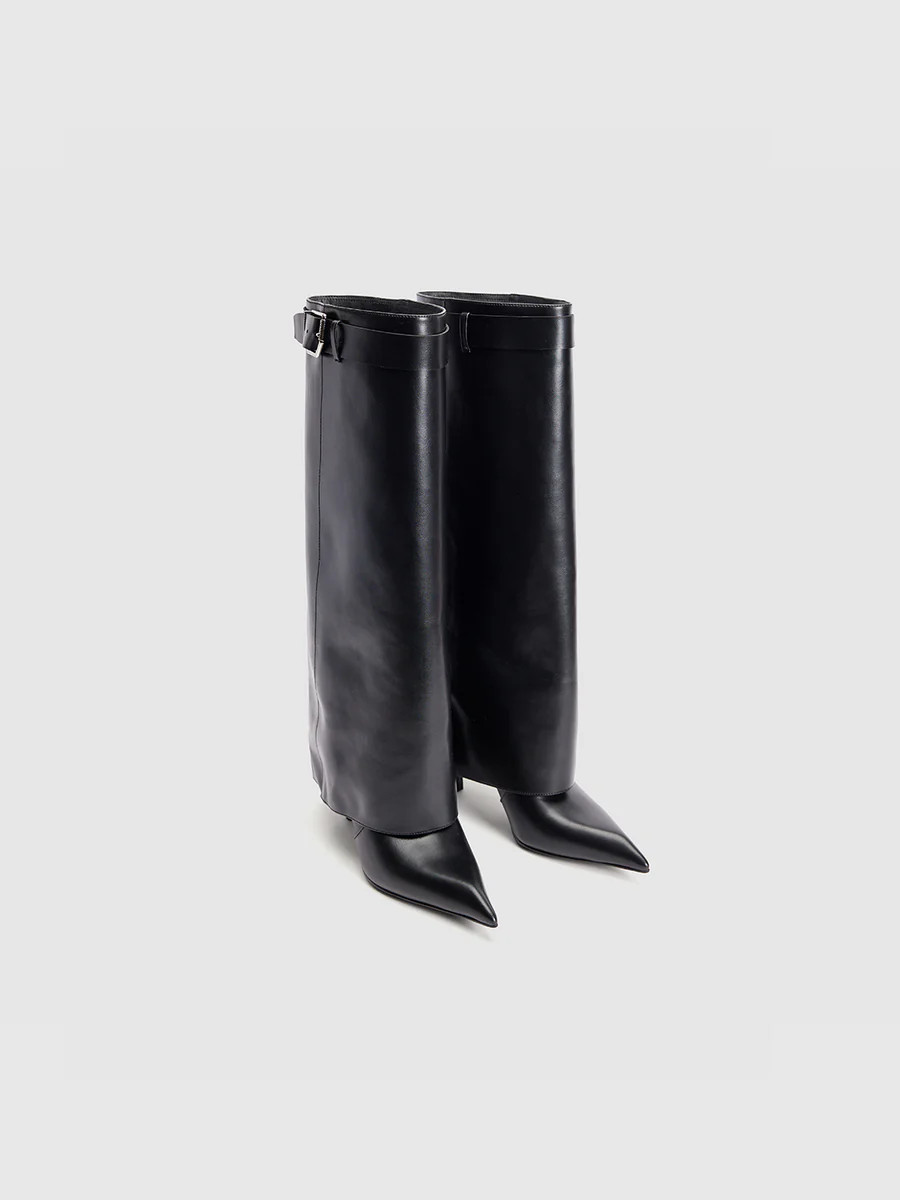 Pointed Toe Vegan Leather Knee Boots | Urban Revivo