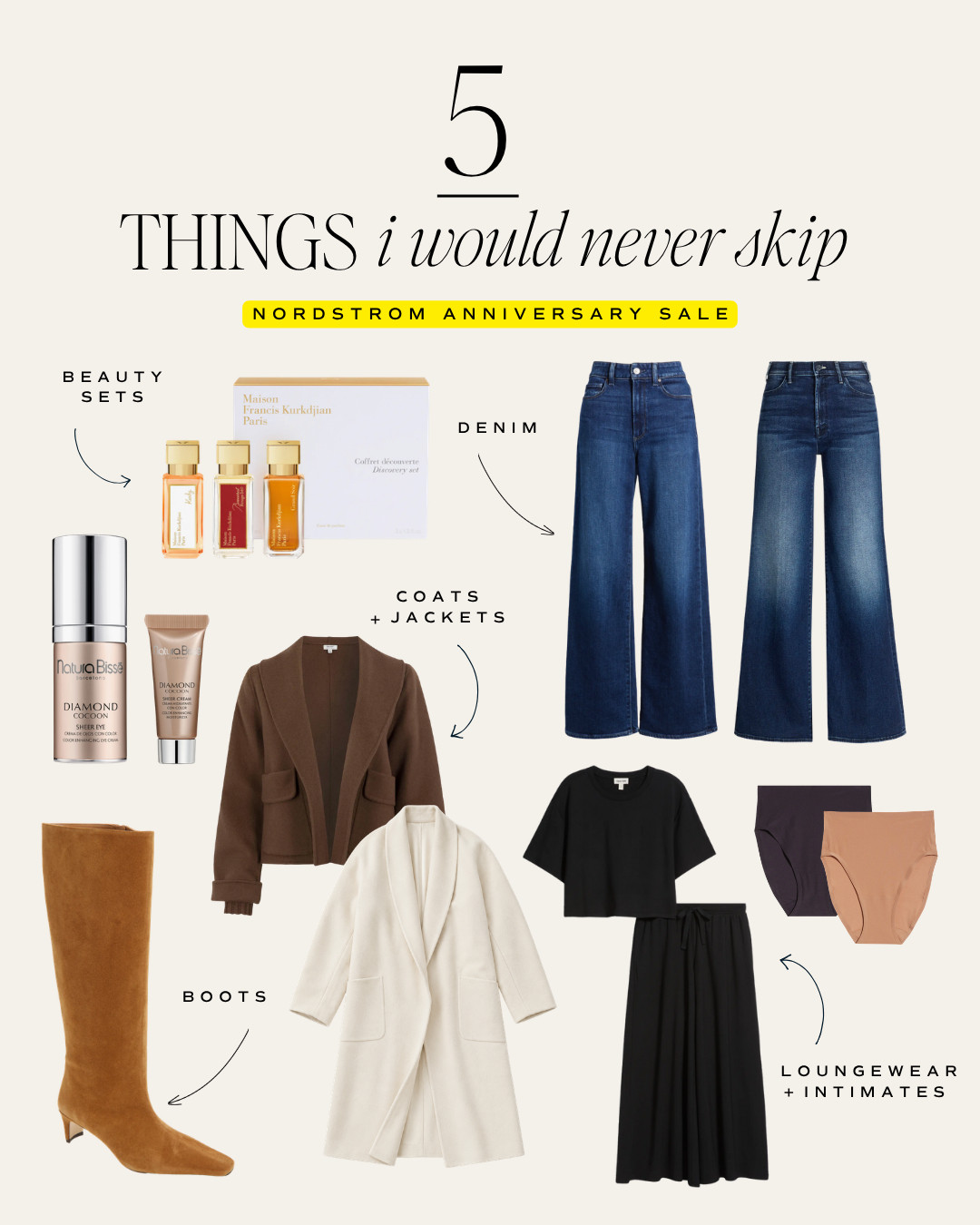 5 categories I would NEVER skip buying from the Nordstrom Anniversary sale! It's the perfect time to stock up on beauty sets, denim, coats and jackets, intimates and loungewear, and boots.

#LTKSaleAlert
