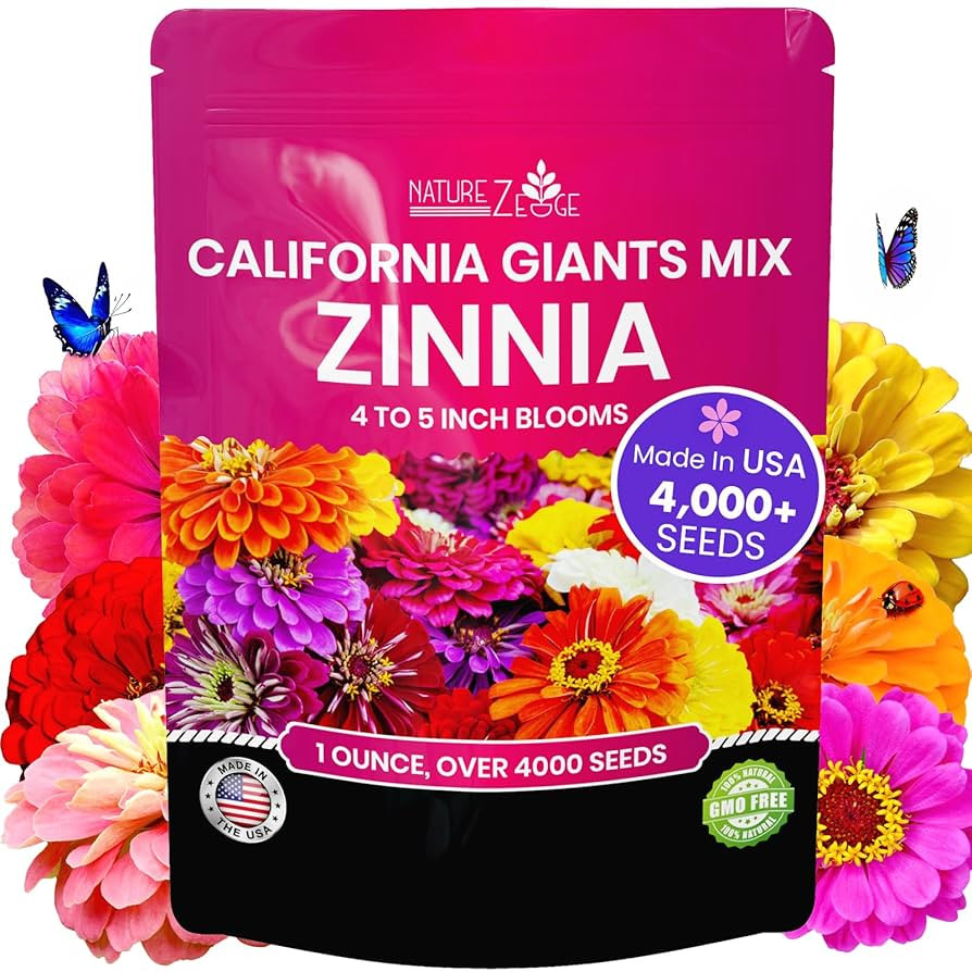 NatureZ Edge Zinnia Seeds for Planting Outdoors – California Giants Flower Seeds, Bulk Semillas... | Amazon (US)