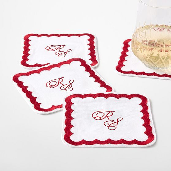 Bespoke Embroidered Coasters, Set of 4 | Mark and Graham