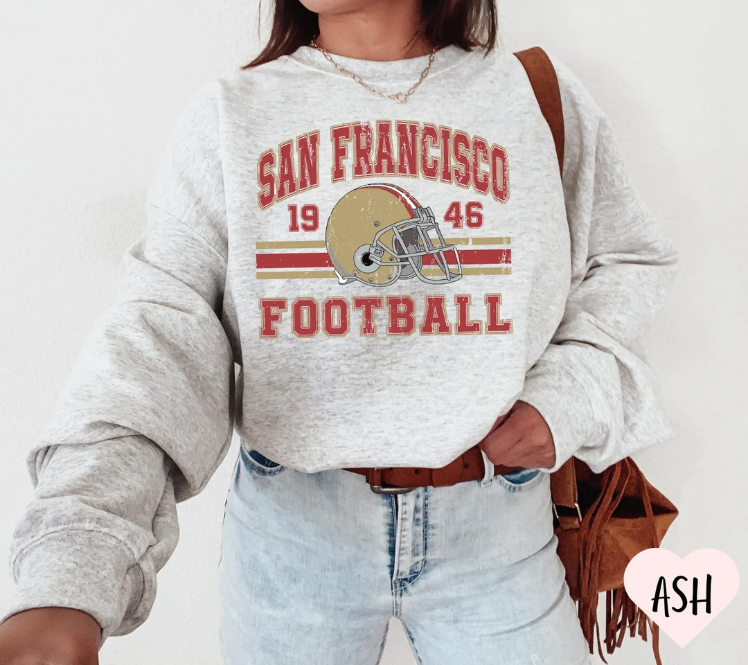 Distressed San Francisco Football Sweatshirt SF Football Crewneck Retro Nine Shirt Gift for 49 Fo... | Etsy (US)