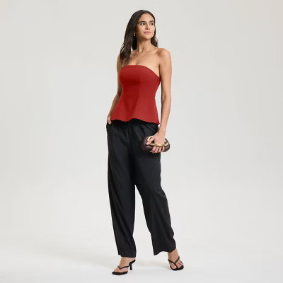 Women's Strapless Sculpted Tube Top - A New Day™ Red Geranium XL | Target