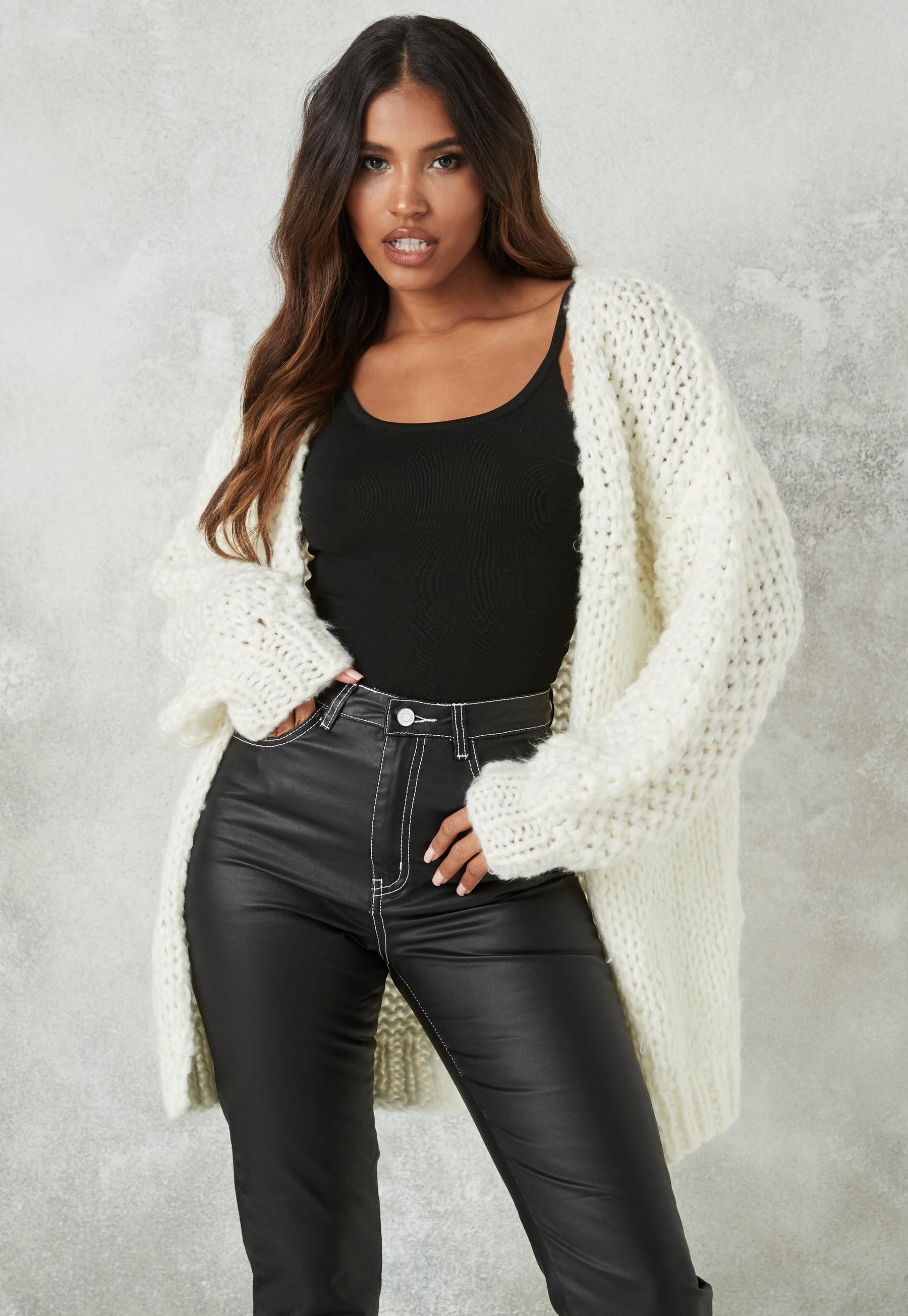 White Hand Knit Cardigan | Missguided (US & CA)