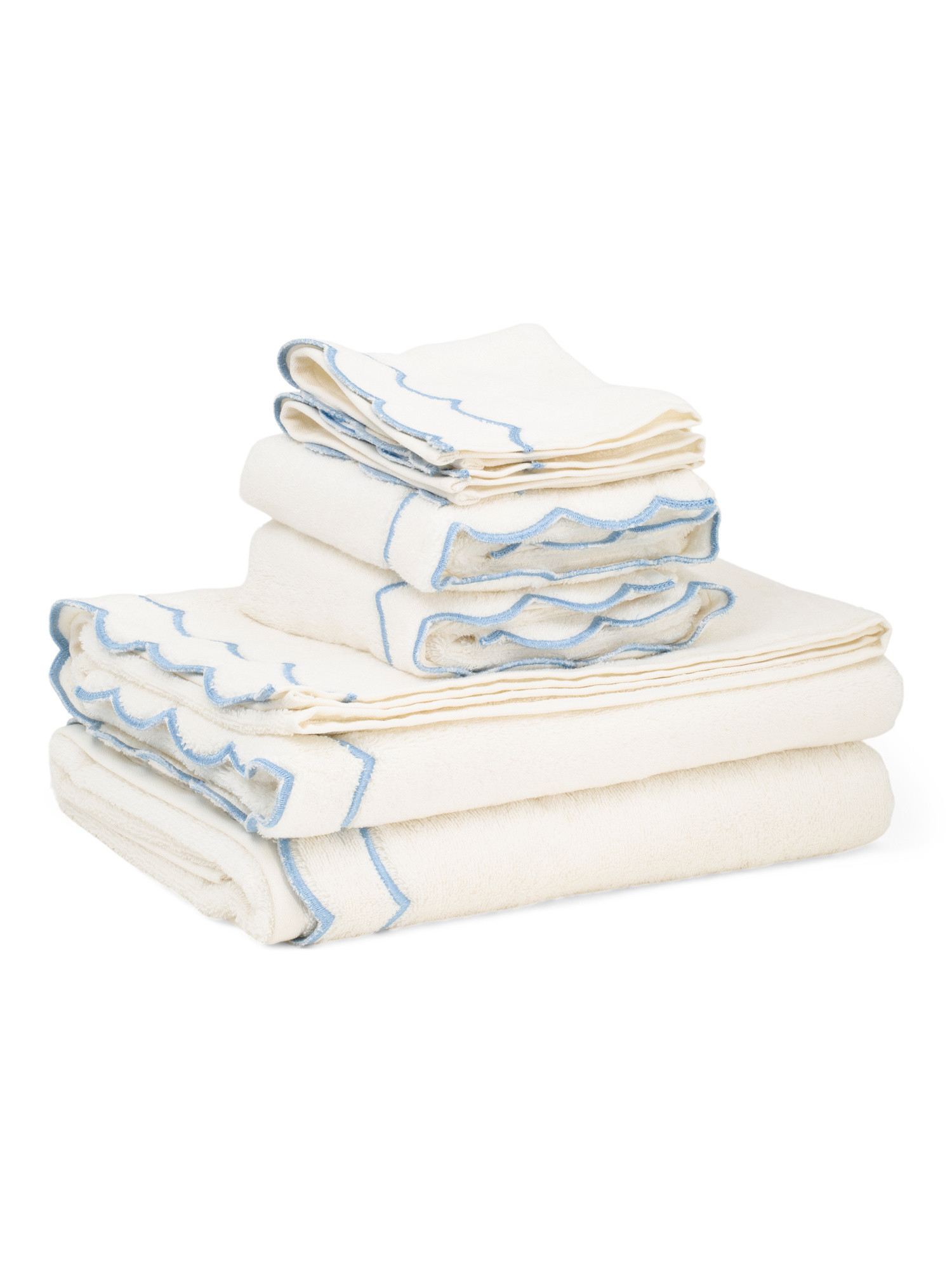 Made In Turkey 6pc Double Scalloped Embroidery Towels Bundle | Bed & Bath | Marshalls | Marshalls