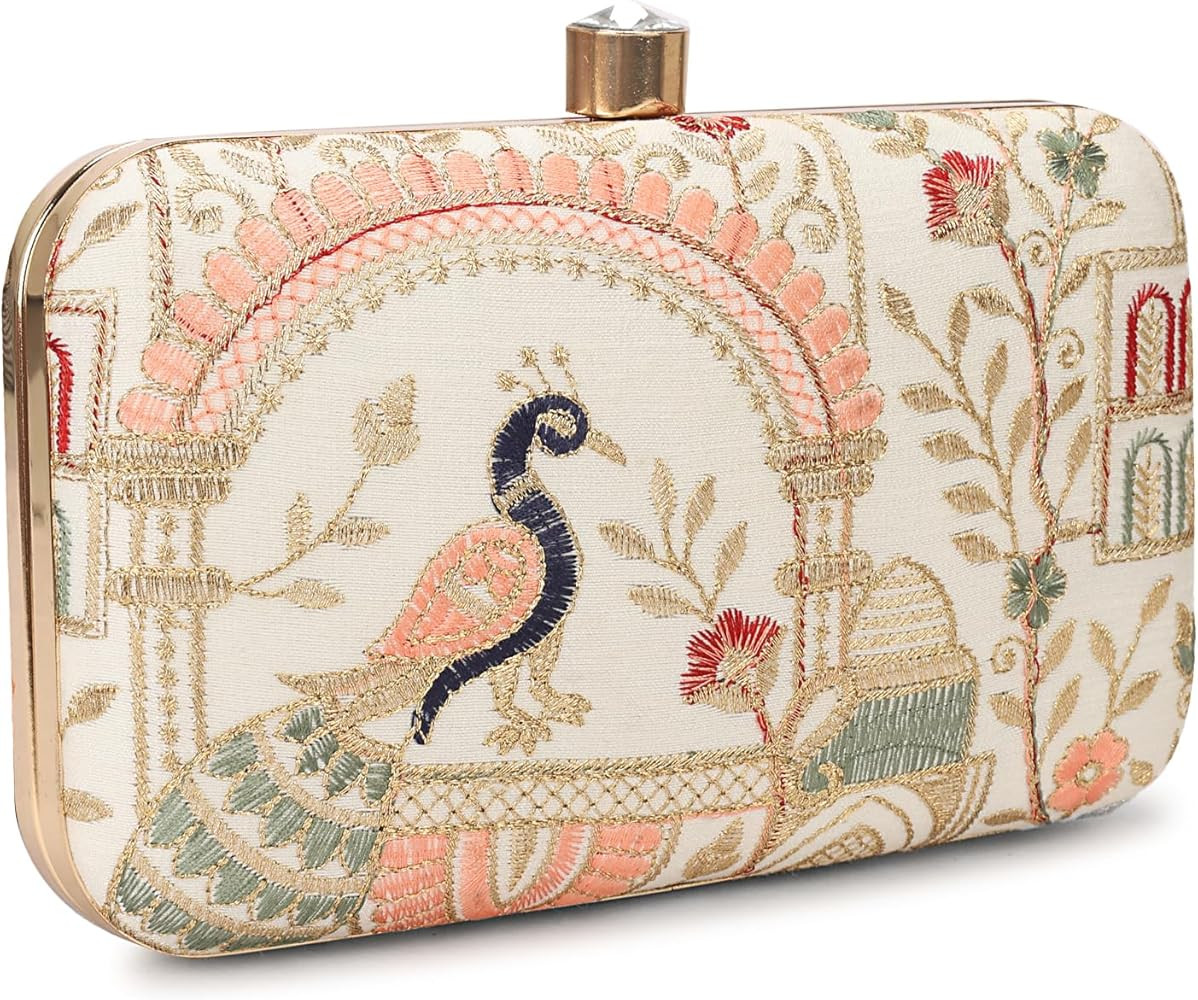 LONGING TO BUY Hand Crafted Designer Box Clutch - Zari Embroidery For Women | Amazon (US)