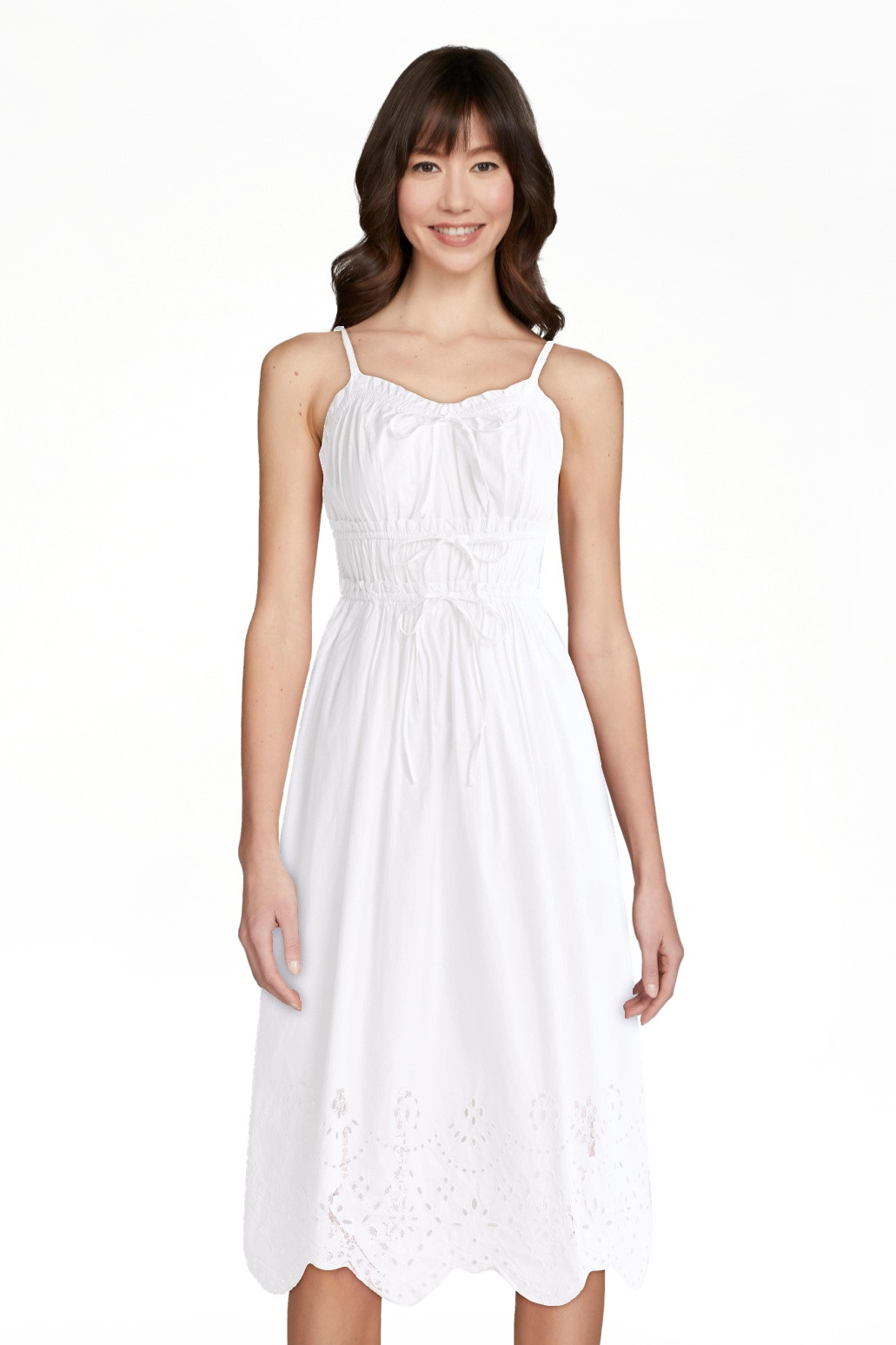 Free Assembly Women's Sleeveless Cotton Midi Dress with Bow Front, Sizes XS-XXL | Walmart (US)
