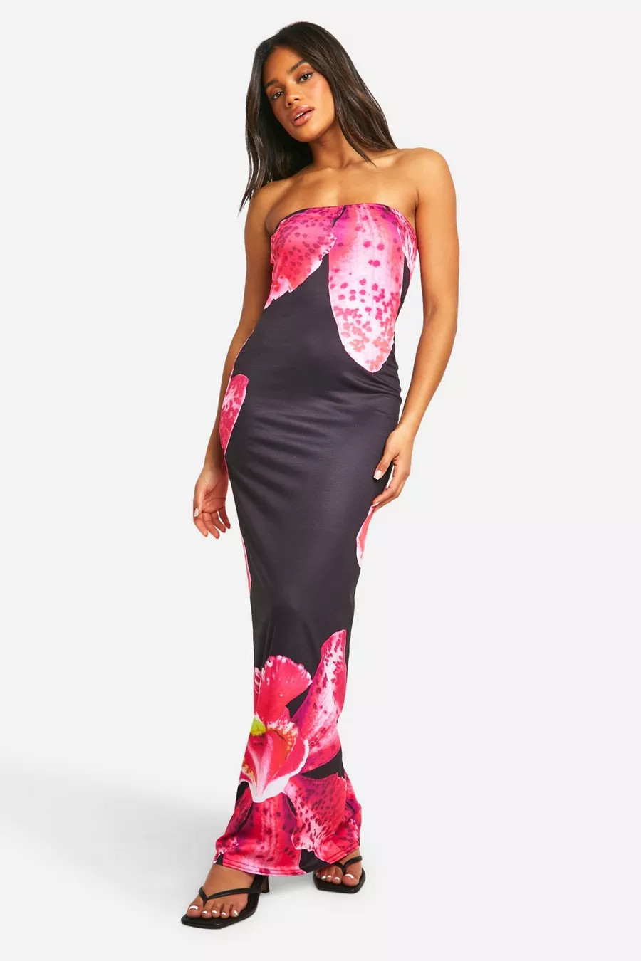 Floral Bandeau Maxi Dress | Boohoo.com (UK & IE)
