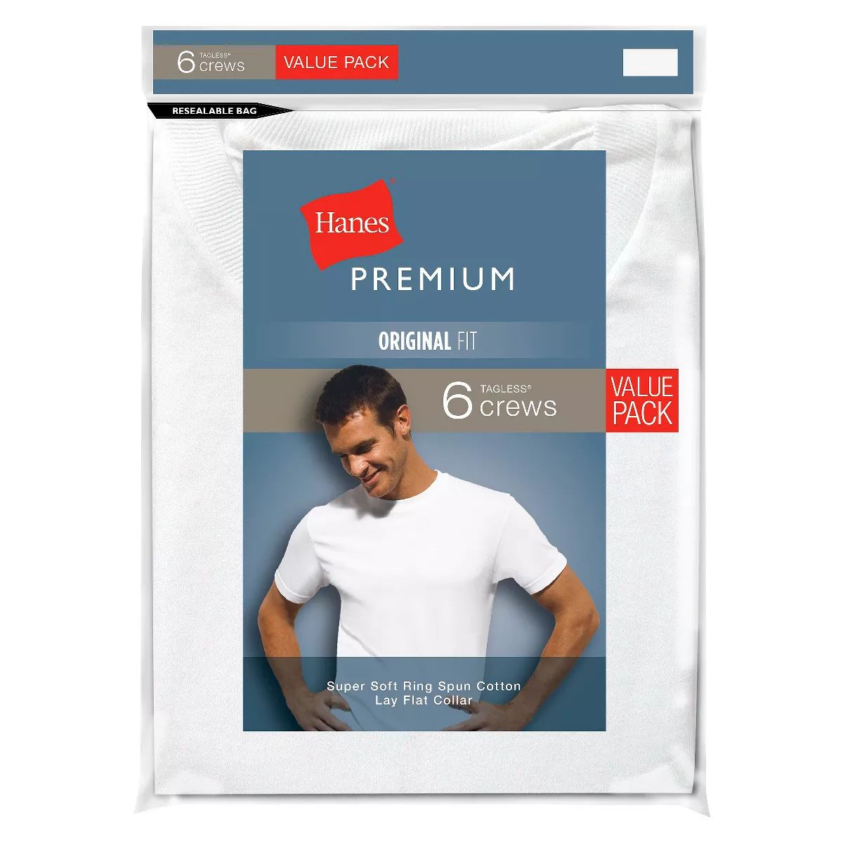 Hanes Premium Men's 6pk Crew Neck T-Shirt - White | Target
