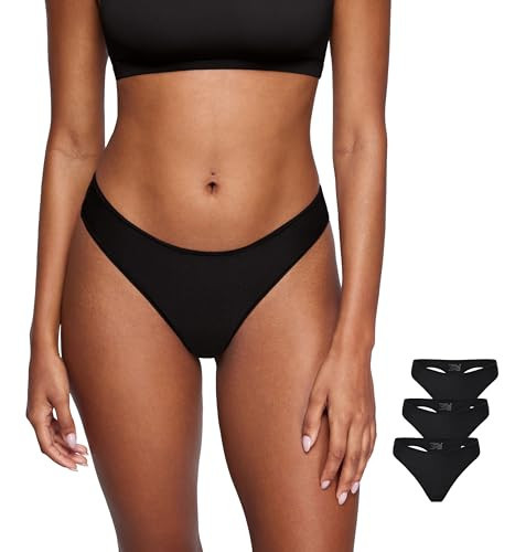 SOULVOR Magneticfit Thongs for Women Stretch Sexy Underwear Comfort Tagless Thong Low Rise Breathable Panties 3 Pack Black (3pack) Small | Amazon (US)