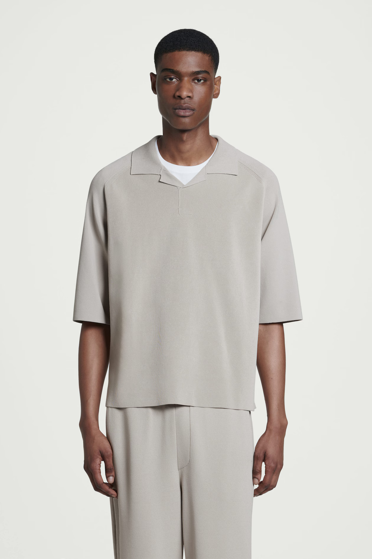 COLOUR-BLOCK DOUBLE-FACED POLO SHIRT - MOLE | COS UK