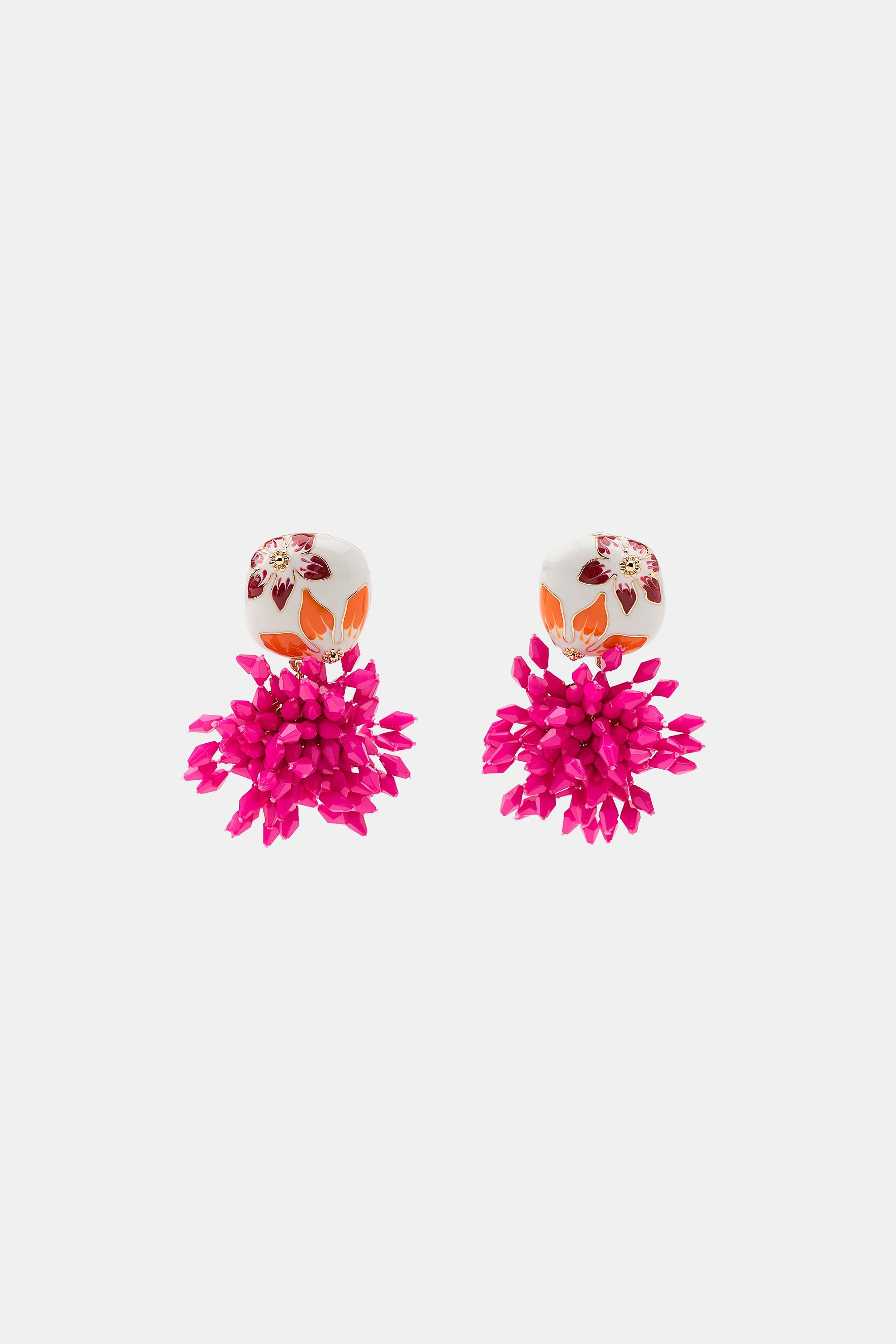 RESIN BEADED EARRINGS | Zara US