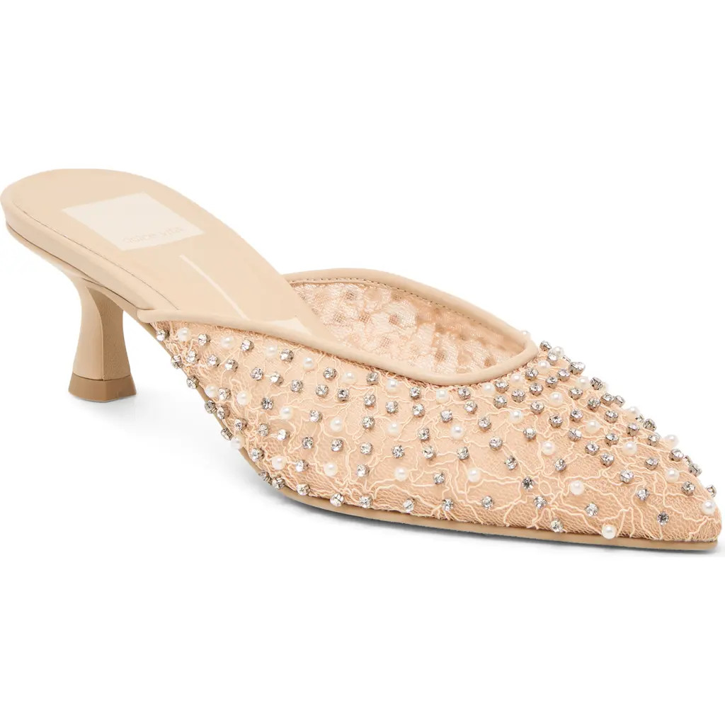 Dolce Vita Cleo Kitten Heel Mule in Blush Lace Mesh at Nordstrom, Size 7 | Nordstrom