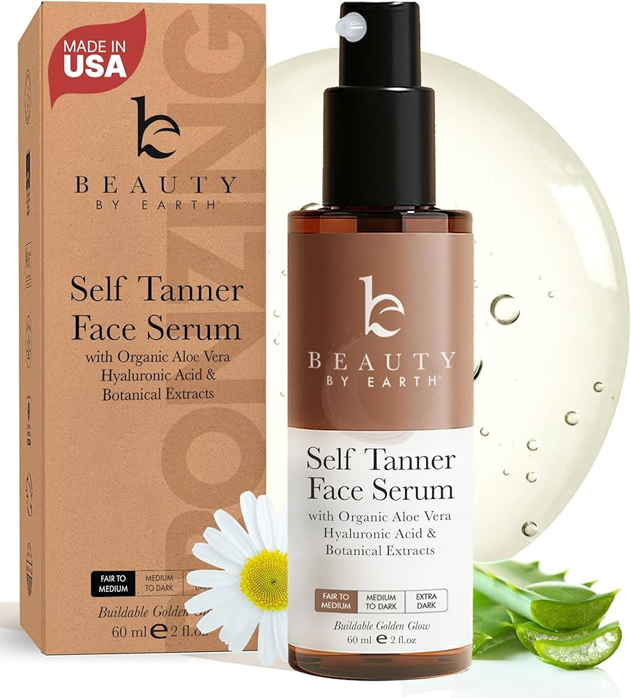 Face Tanner Serum - USA Made with Natural & Organic Ingredients, Sunless Self Tanner for Face wit... | Amazon (US)