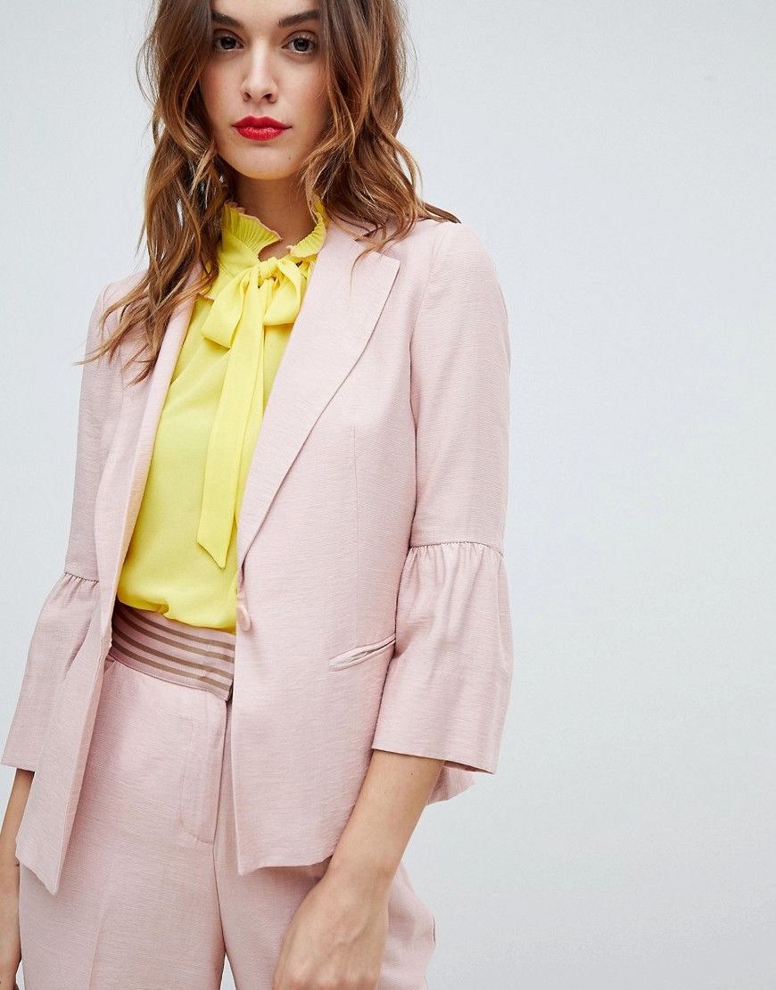 Sisley Fluted Sleeve Tailored Jacket - Pink | ASOS US
