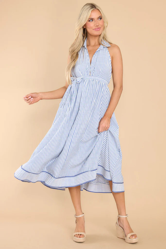 Sailing Home Navy Stripe Maxi Dress | Red Dress 