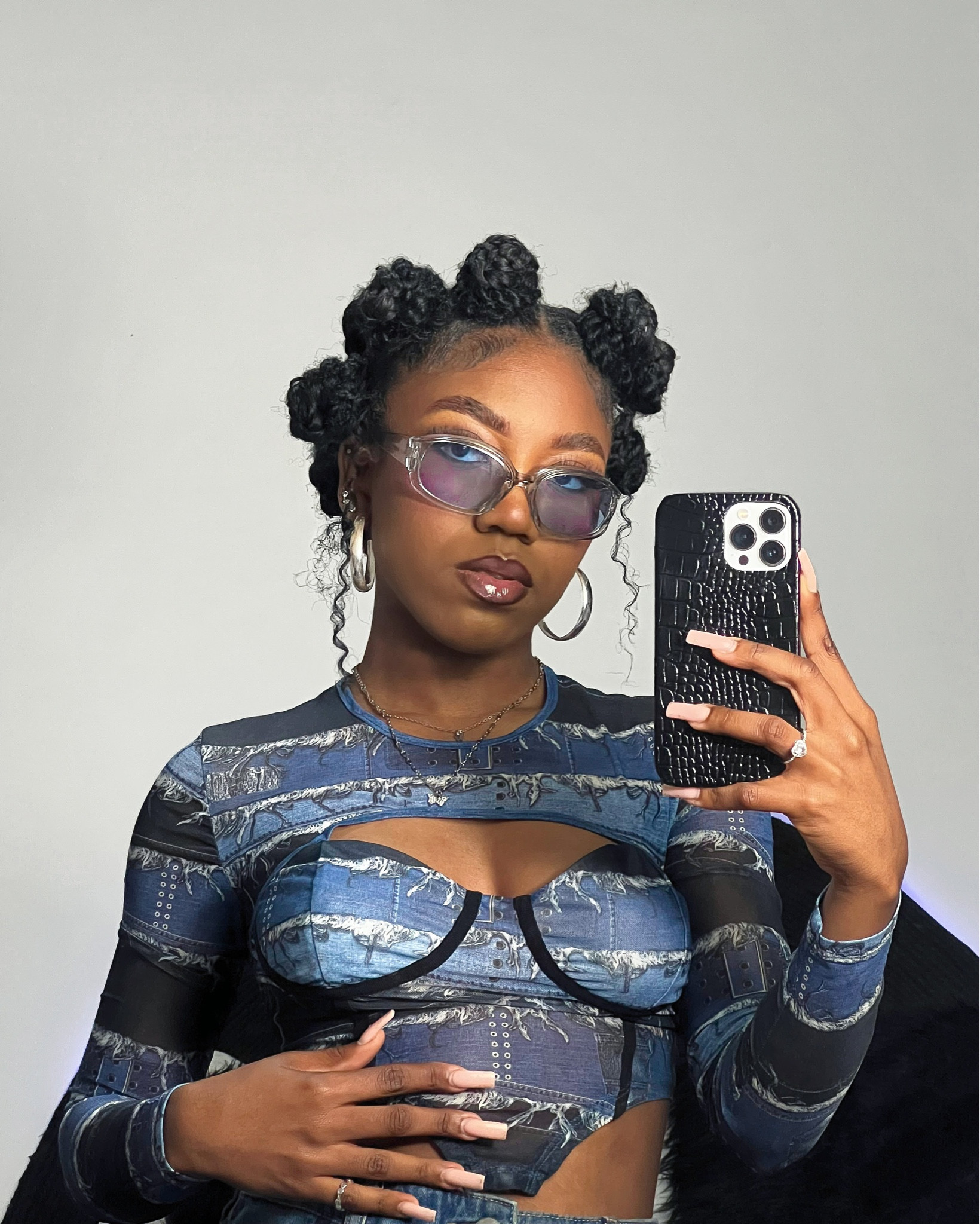 Denim top. SHEIN denim collection. Blue top. Print cut out front bandana hem crop mesh top. Blue sunglasses. Spring sunglasses. Trendy sunglasses

#LTKFind #LTKU #LTKfit