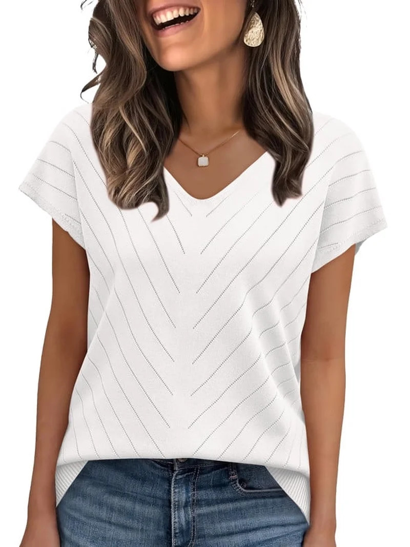 Ronuti Blouses for Women V Neck Summer Tops Short Sleeve Womens Blouses Spring Business Casual Sh... | Walmart (US)