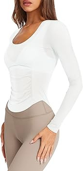 LASLULU Womens Active Long Sleeve Workout Tops Scoop Neck Athletic Yoga Gym Running Shirts Tops C... | Amazon (US)