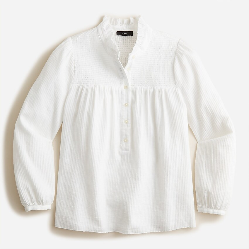 Long-sleeve smocked gauze top | J. Crew US