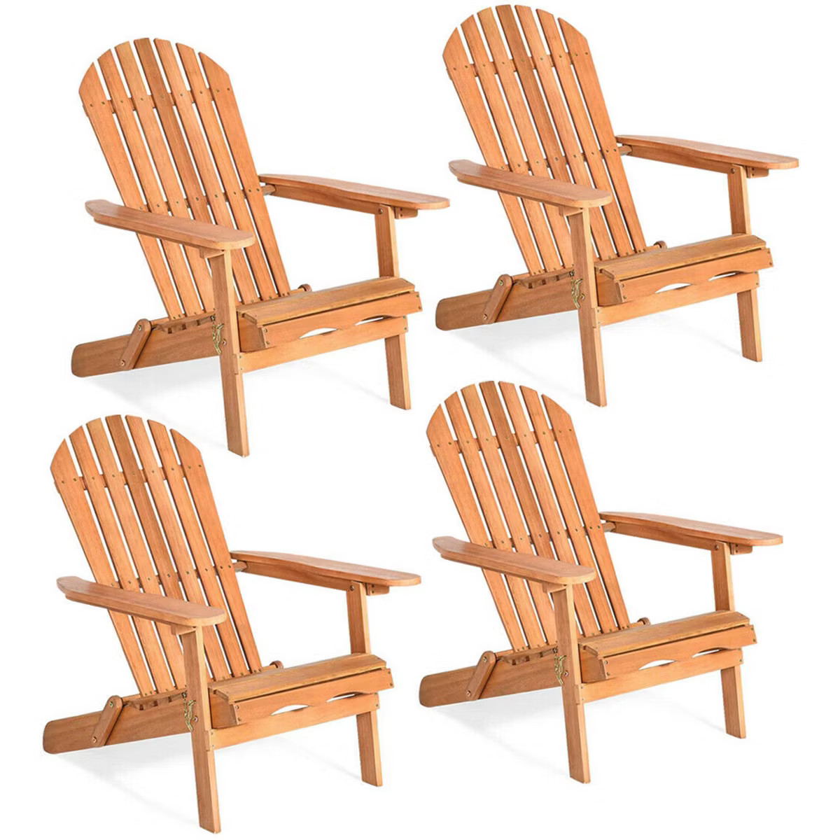 Costway 4 PCS Eucalyptus Adirondack Chair Foldable Outdoor Wood Lounger Chair Natural | Target
