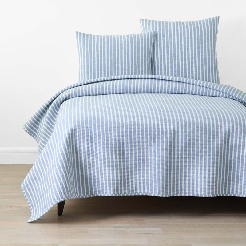 Yarn-Dyed Bengal Stripe Quilt - Blue, Full/Queen | The Company Store