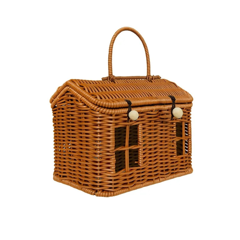 Outdoor Camping House Shaped Storage Bin Woven Picnic Basket Large Capacity Indoor Organizing Lid... | Walmart (US)