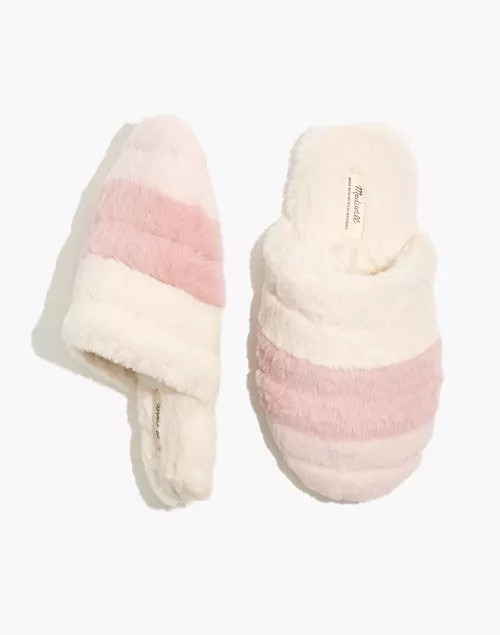 Colorblock Quilted Scuff Slippers in Recycled Faux Fur | Madewell
